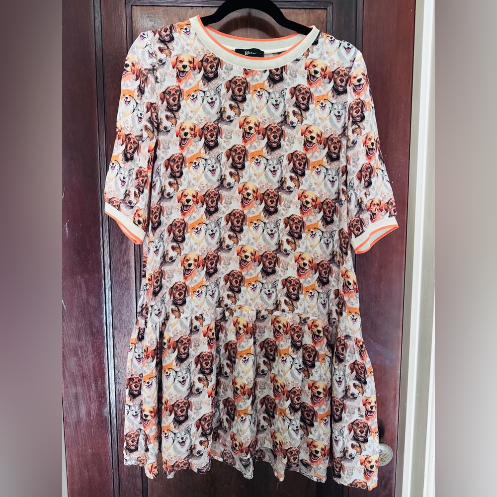 WILDFABLE Dog Print Babydoll Dress - Size M